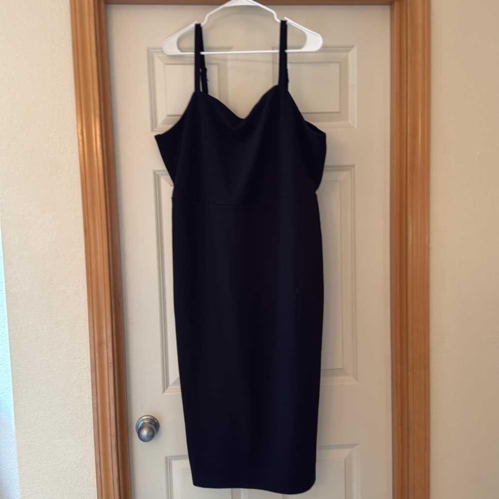 Torrid Midi Crepe High Neck Dress Black